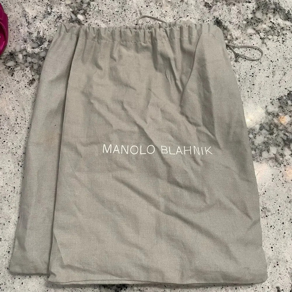 Manolo Blahnik Mulussanhan Mules Sandals Satin Crystal Buckle Pink Size 38.5 - Picture 16 of 16